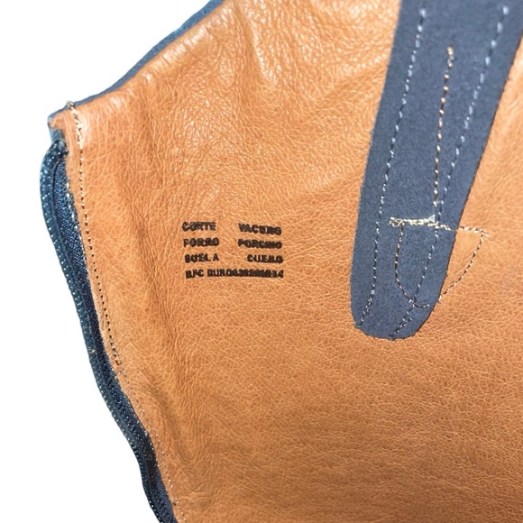 Agave Sky Jasmine Cowgirl Blue Grey w/Cream Stitch Mid-Calf Suede Boot Size 8.5 - Picture 10 of 16